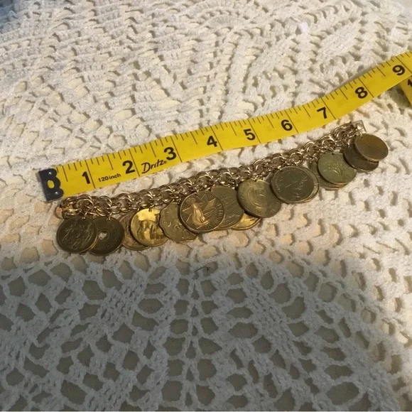 🌹Host Pick- Gold 15 Coin Heavy Charm Bracelet/ ELCO 1/20,12 K Gold Filled - Picture 2 of 16